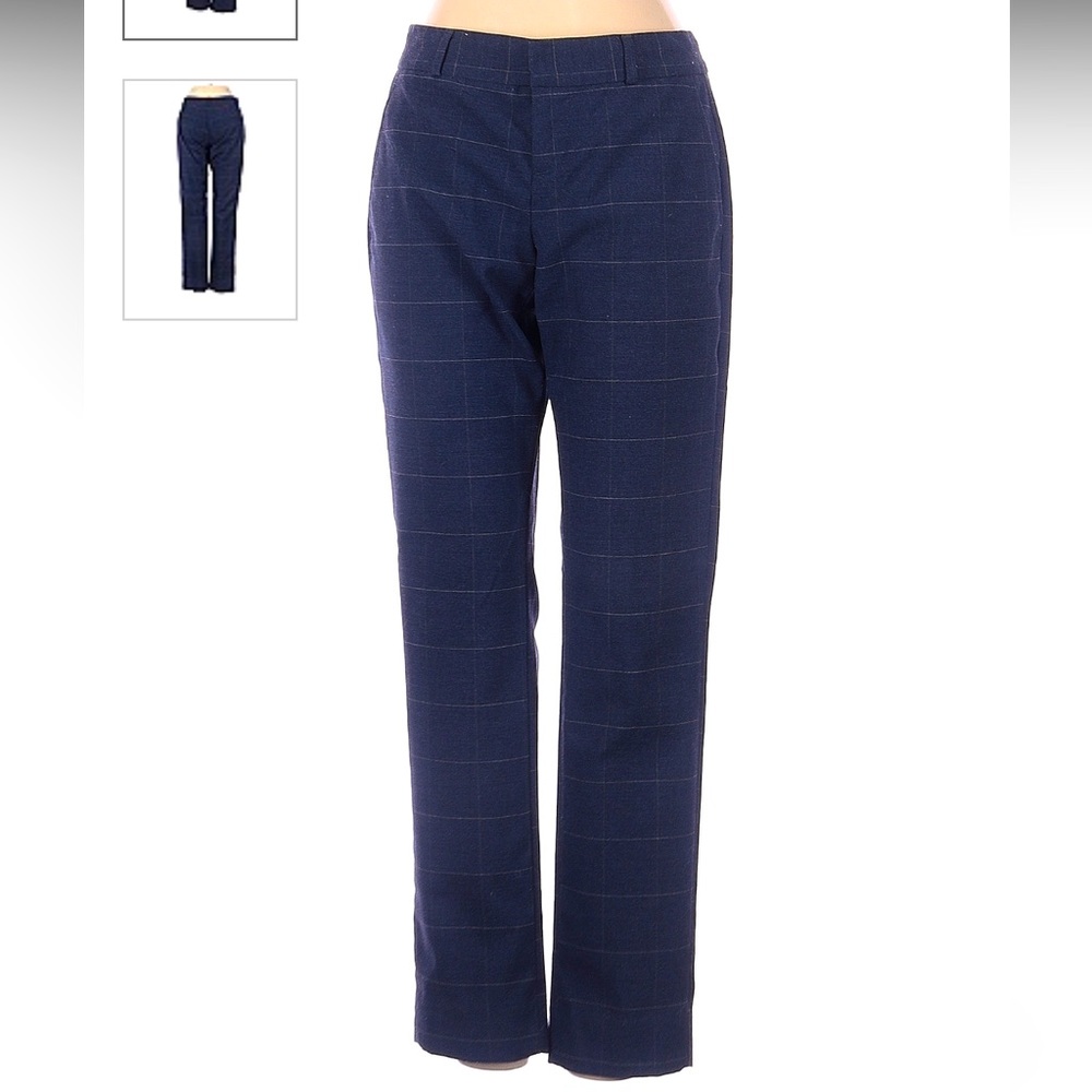 Banana Republic Navy Boyfriend Check Work Pants